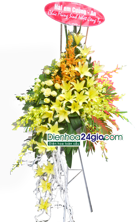 Đặt hoa mừng khởi công cho lễ động thổ công trình