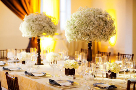 Trang trí tiệc cưới với tông màu trắng