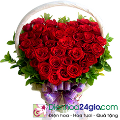 Giỏ hoa tươi đẹp, giỏ hoa trái tim G161