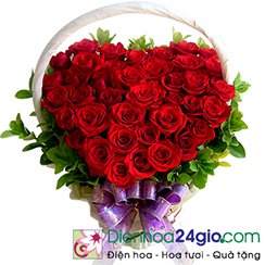Giỏ hoa tươi đẹp, giỏ hoa trái tim G161