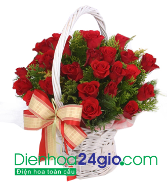Giỏ hoa hồng tình yêu