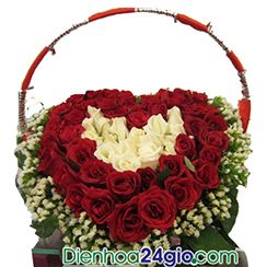 Giỏ hồng trái tim