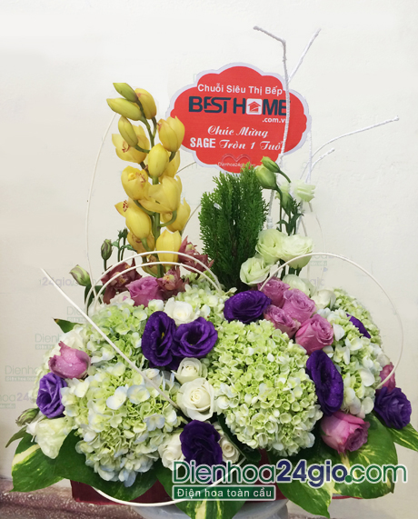 Giỏ hoa chúc mừng-  - Bình minh