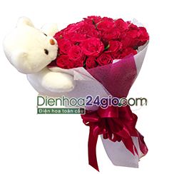 gấu ôm hoa HB205