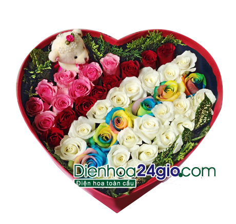 Hộp trái tim 4 màu, có gấu H12