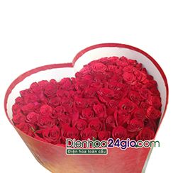 Hộp tim hoa hồng đỏ