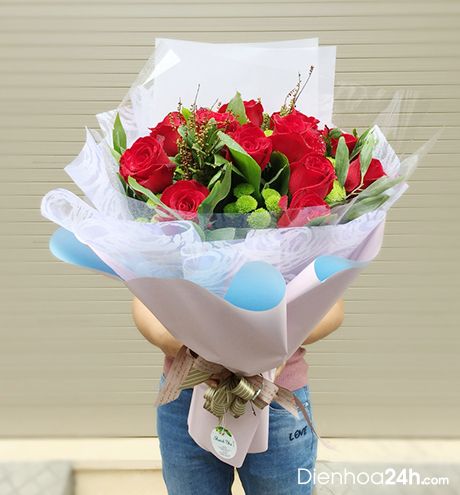 bó hoa hồng đỏ HB244