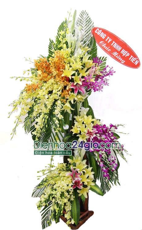 Lẵng hoa phát tài phát lộc KT90