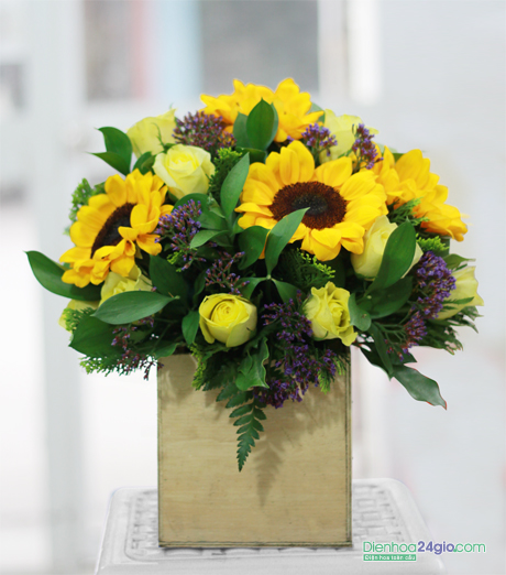 Tặng hoa hướng dương cho con